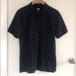 Old Navy Men’s Anchor Print Navy Polo Shirt Medium